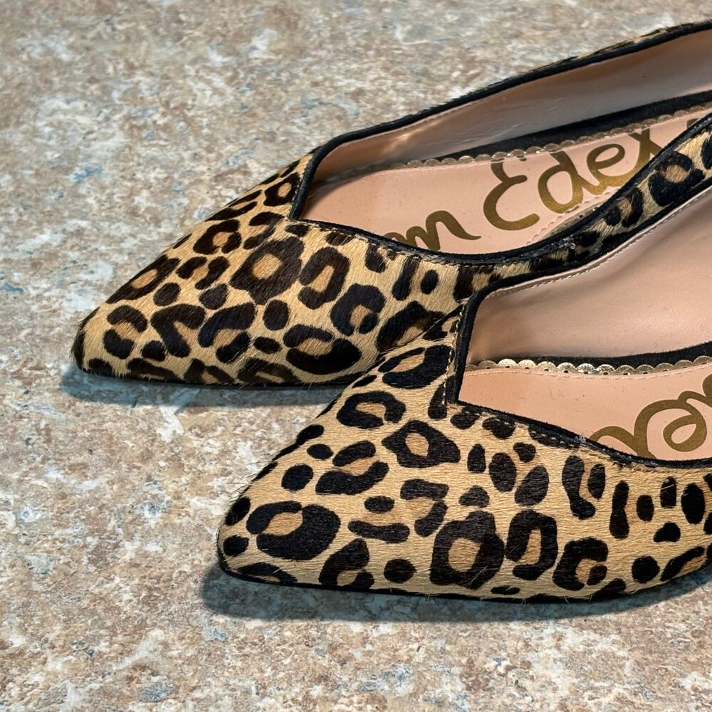 Sam Edelman Riza Leopard Print Pointed Toe Classic Preppy Ballet Flats Size 5.5 - Picture 8 of 12